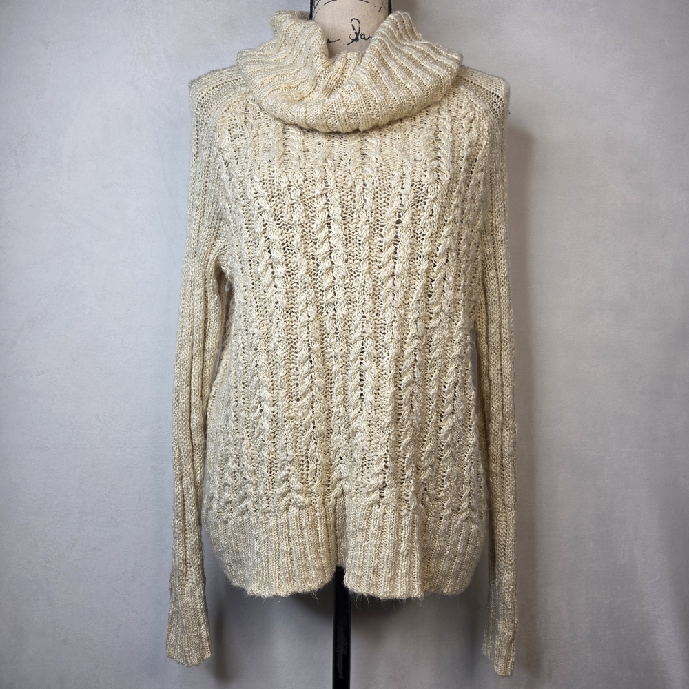 Xhilaration Y2k Cream Chunky Knit Turtleneck Sweater Sz Small
